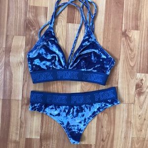 PINK Victoria's Secret Intimates & Sleepwear - PINK Navy Velvet Bralette Set PINK Victoria's Secret Intimates & Sleepwear - PINK Navy Velvet Bralette Set